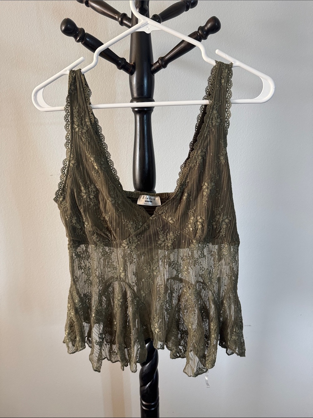 Electric Family Olive Lace Trim Tank 20.M
